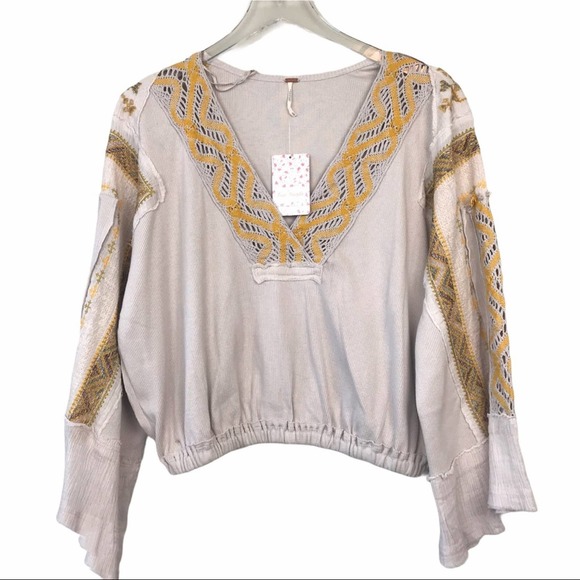 NWT Free People Cross Country V Neck Top - Small - Picture 2 of 7
